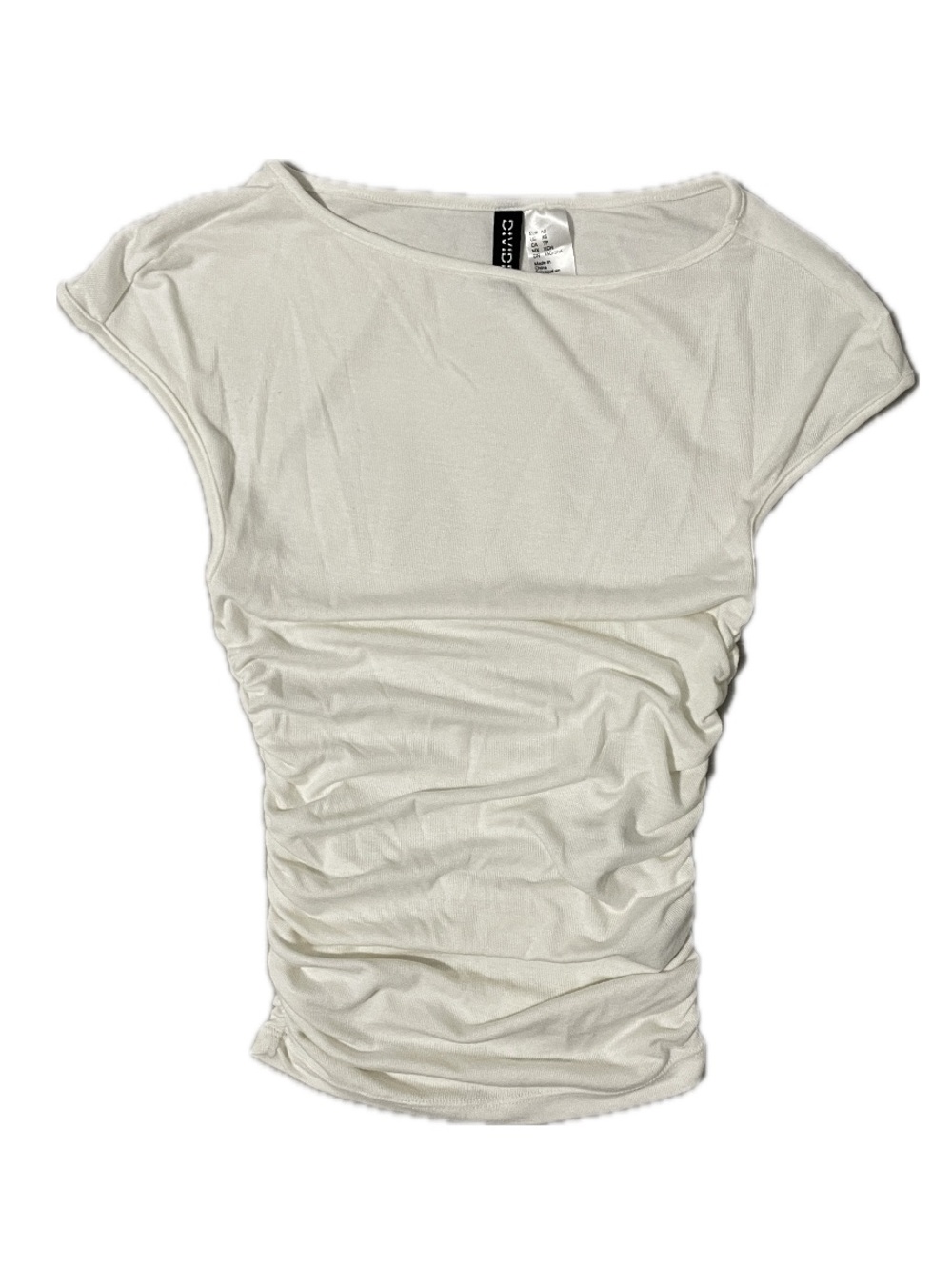 ✰ H&M White Ruched Cap-Sleeve Tee ✰